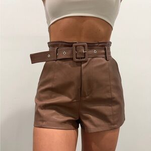 Altar'd State High-Waisted Brown Belted Shorts